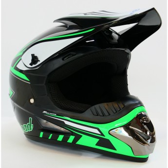Шлем кроссовый MOTAX глянцево-черный-зеленый (G4) XS (47-48)